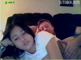 chubby asian teen gives a webcam show with her boyfriend